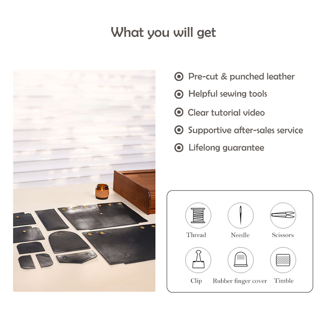 DIY Backpack Kit Includes Leather Materials, Tools and Instructions