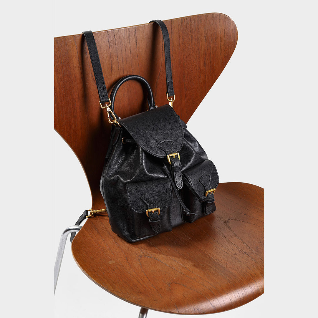 Small Black Leather Backpack for Women | POPSEWING® DIY Handmade Bags