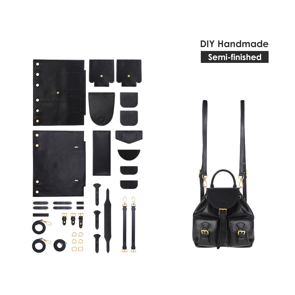 DIY Backpack Leather Kit | Semi-finished Patterns to Make Your Own Bag