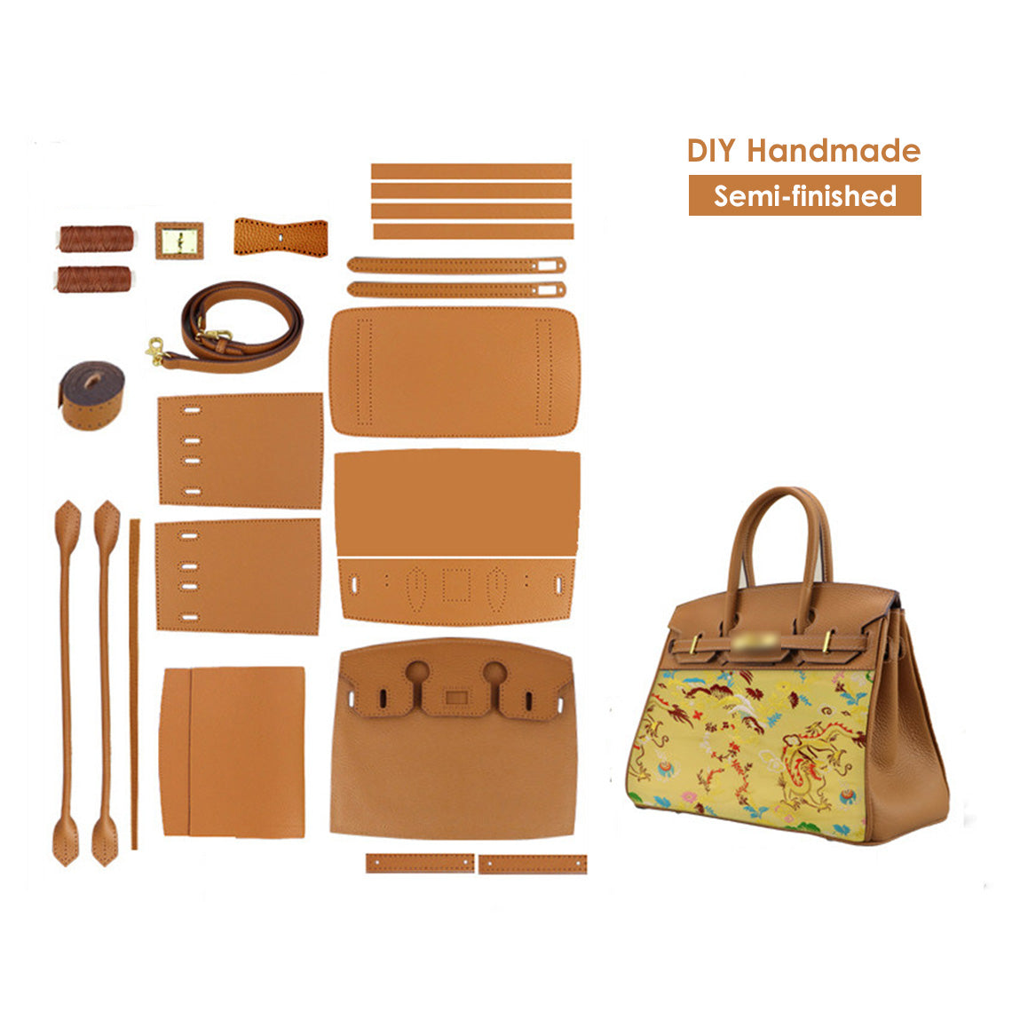POPSEWING® Top Grain Leather Dustbag Recycle Platinum Bag DIY Kit