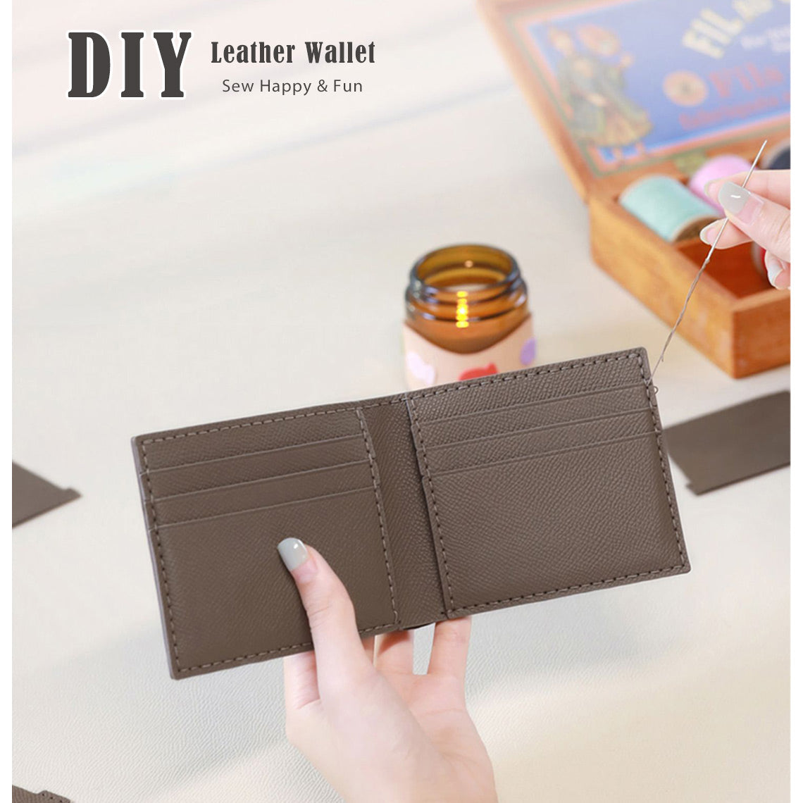 POPSEWING® トップグレインレザー シンプルカードウォレット DIYキット