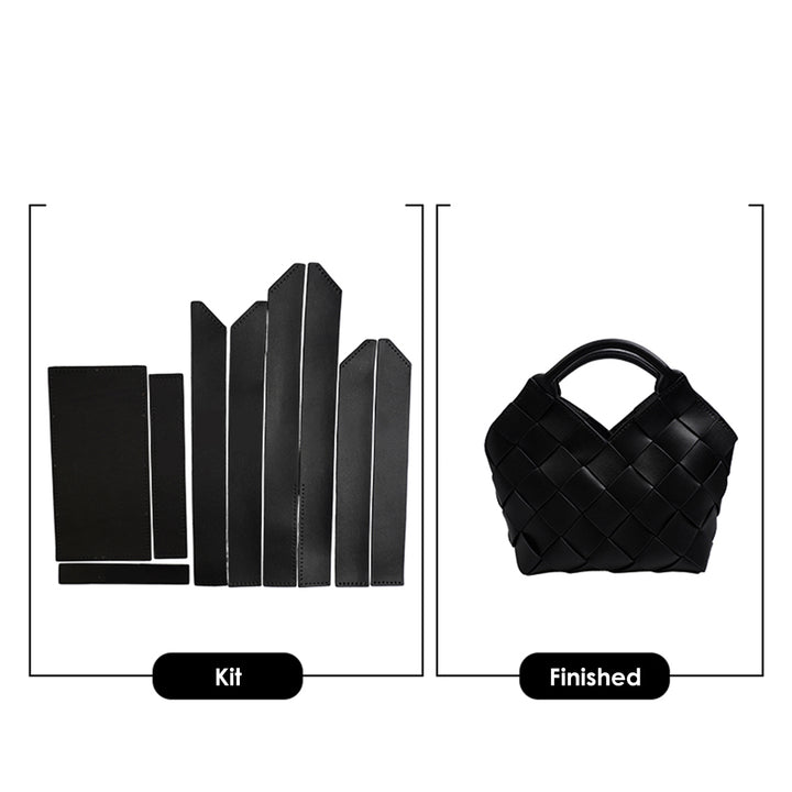 Black Leather Woven Handbag DIY Patterns | A Leather Kit to Make Your Own Bag - POPSEWING®