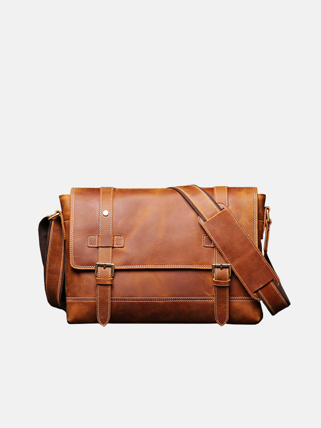 Sac messager/satchel en cuir Crazy Horse pour homme