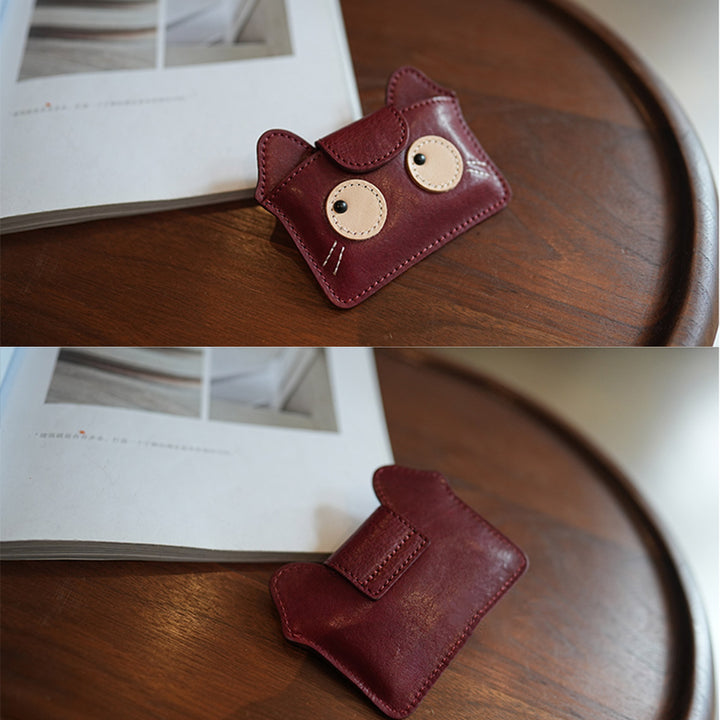 Red Veg Tanned Leather Small Wallet Change Purse for Women