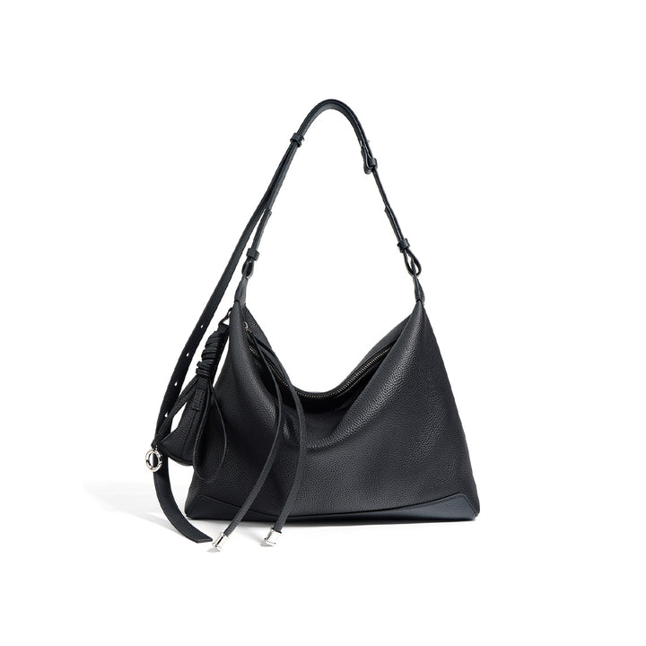 Top Grain Leather Simple Hobo Bag