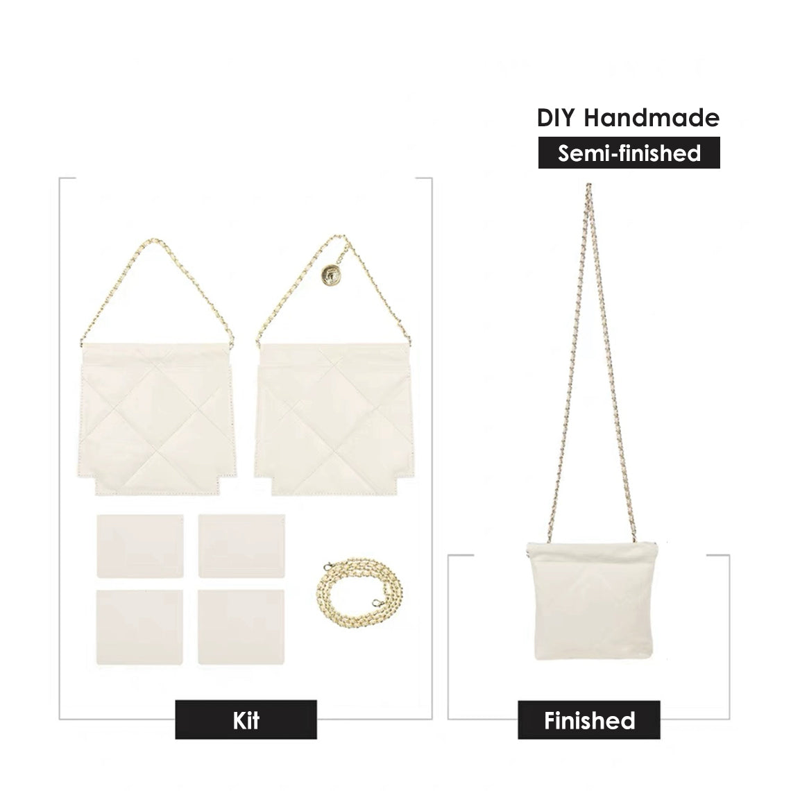 Quilted Leather Chain Bag DIY Kit | Sew Your Own Bag DIY Leather Kits