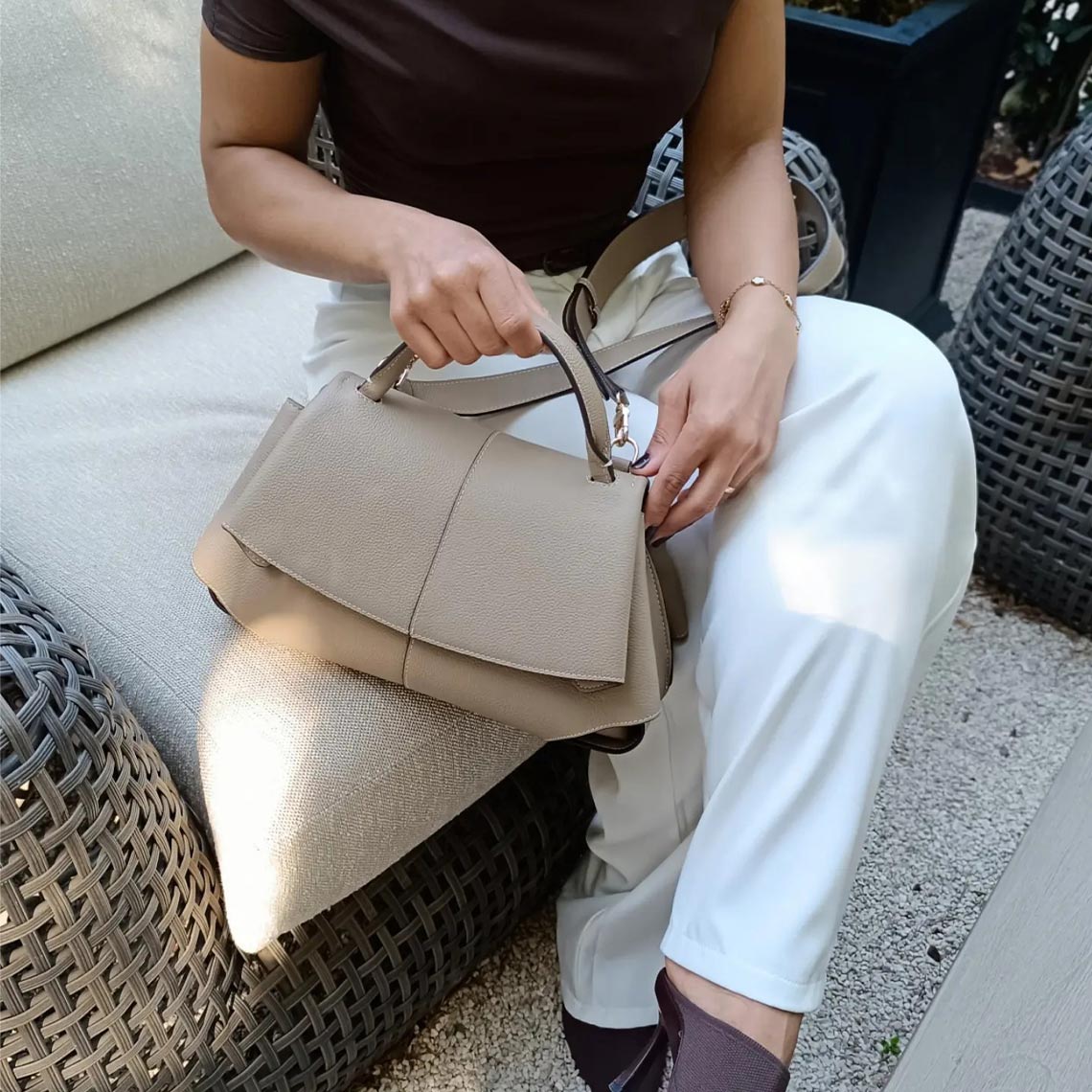 Sac Smile en cuir pleine fleur pour femme