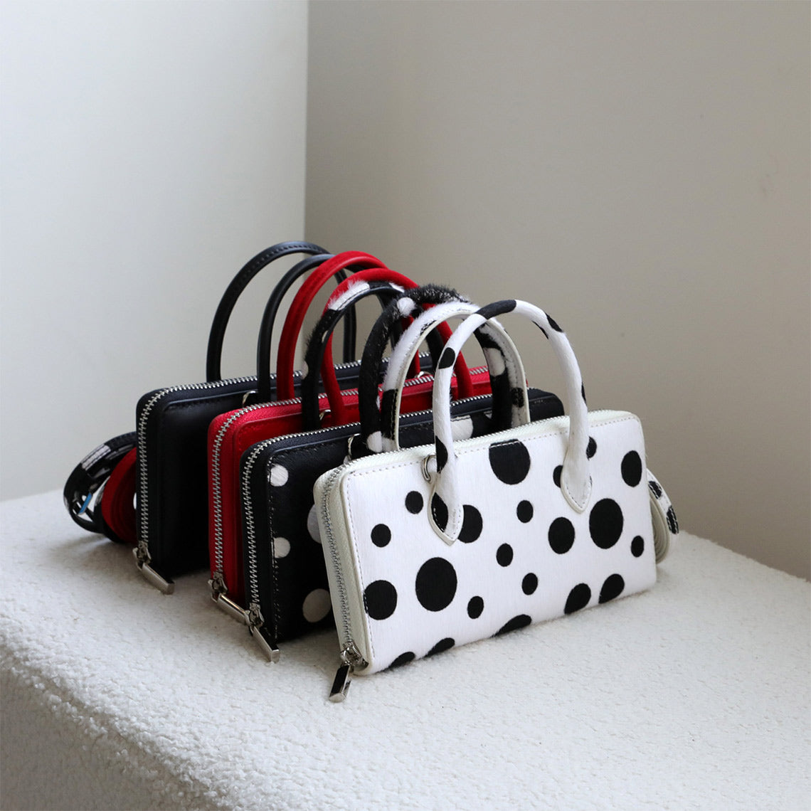 Fur Leather Polka Dot Small Clutch Handbag – POPSEWING®