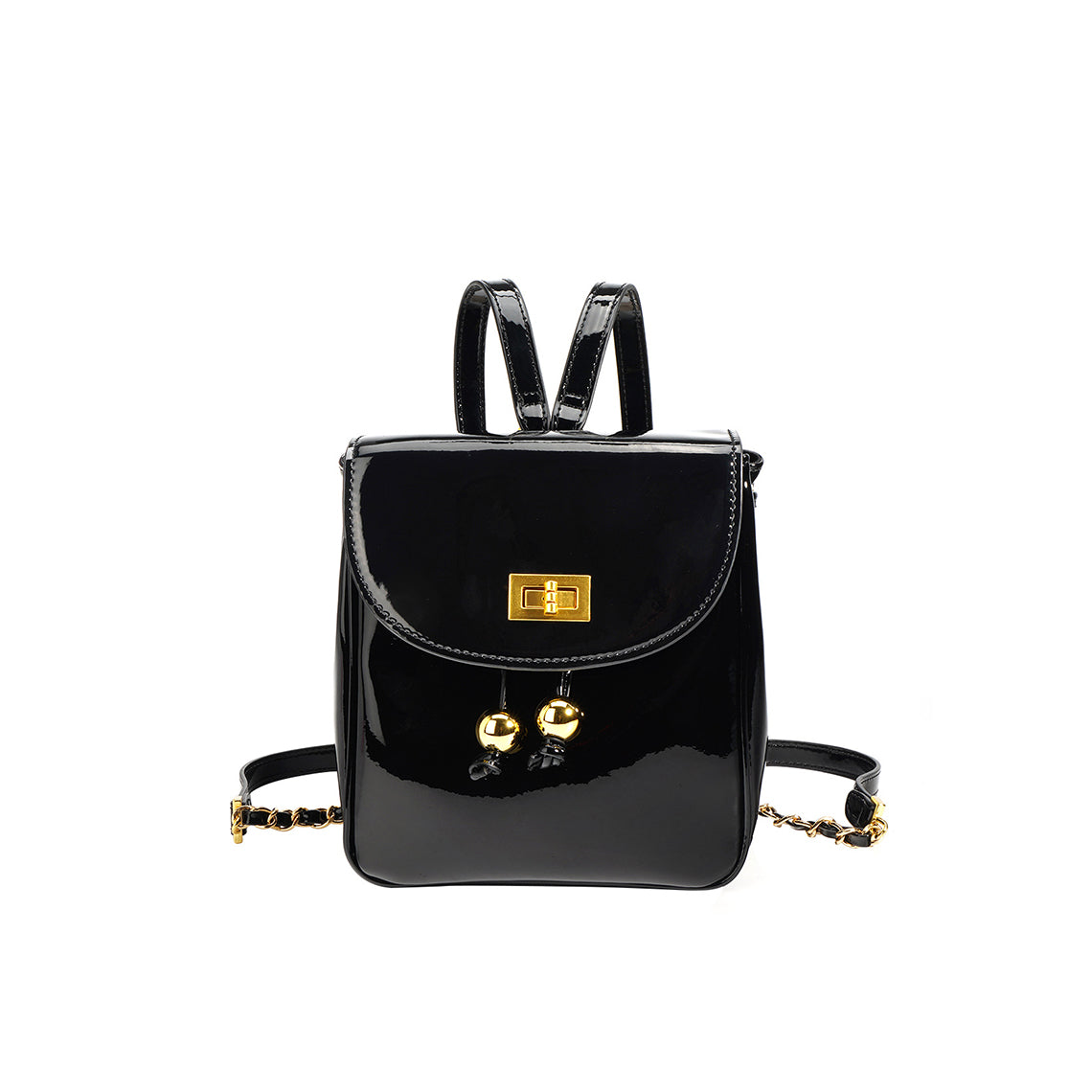 Patent Leather Mini Backpack in Black