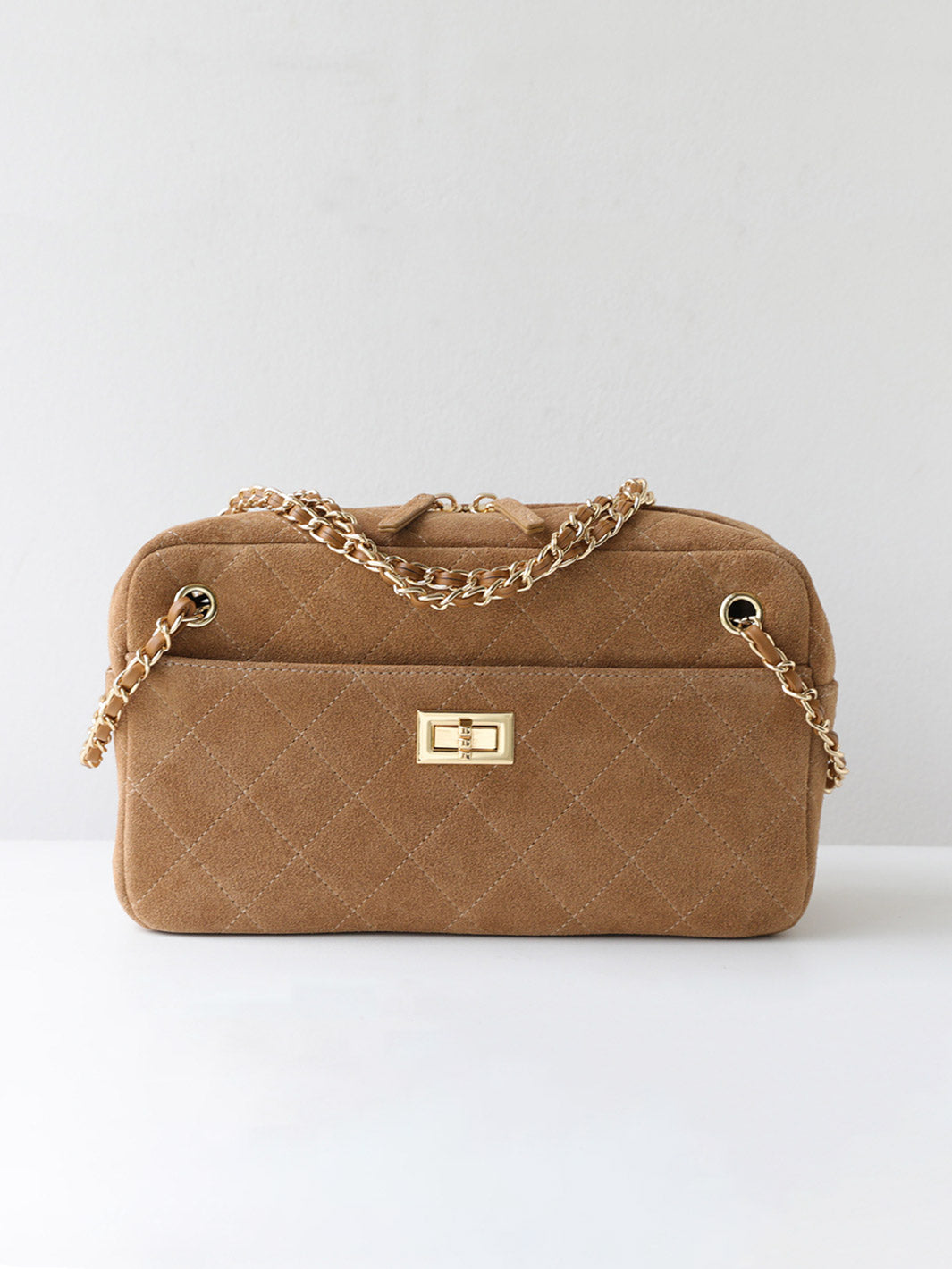 Suede Quilted Camera Bag