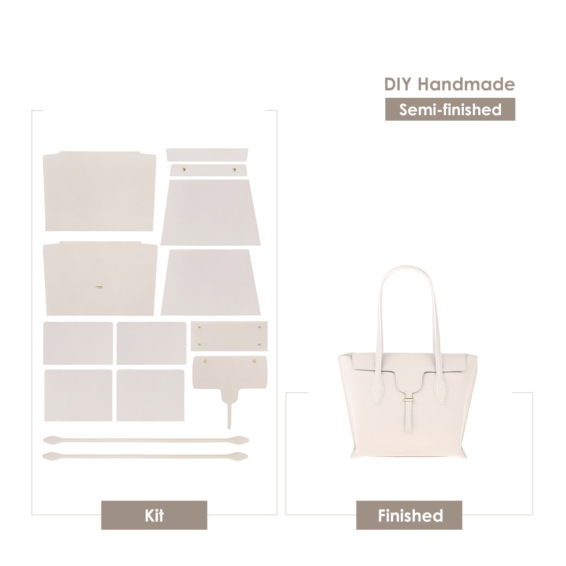 Inspired Sellier Kelly Bag DIY Kit | DIY Leather Bag Kits - POPSEWING Creamy White - Mini