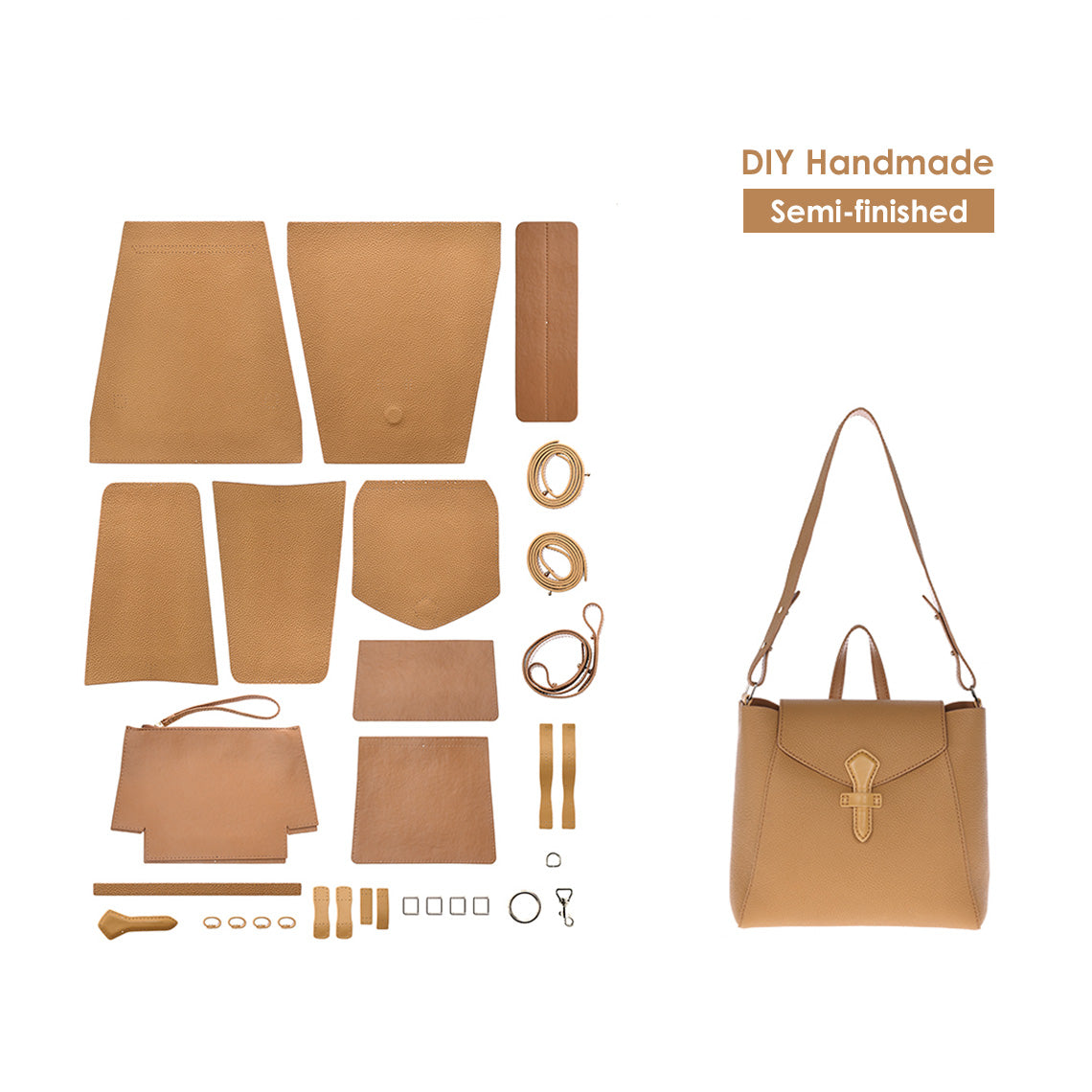 diy backpack leather Popsewing Top Grain Leather Women Tote Backpack Bag Making DIY Kit