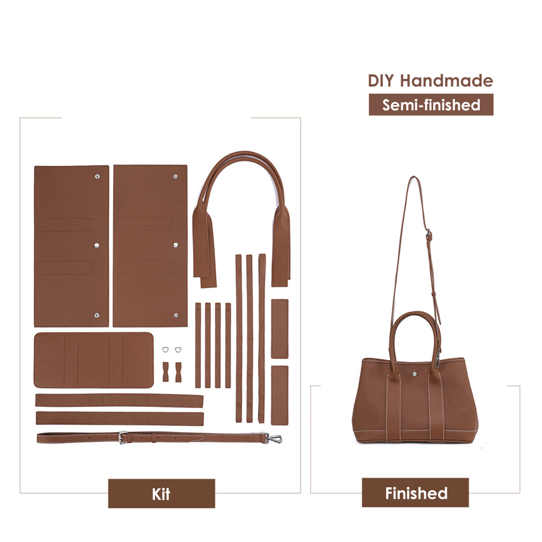 Garden Party Bag - Brown Top Grain Leather Handbag DIY Kit | POPSEWING™
