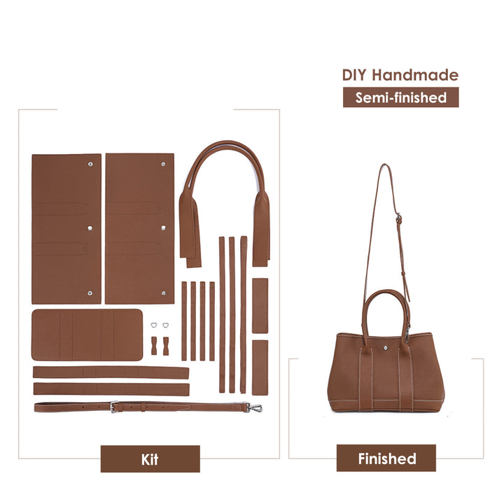 Garden Party Bag - Brown Top Grain Leather Handbag DIY Kit | POPSEWING™