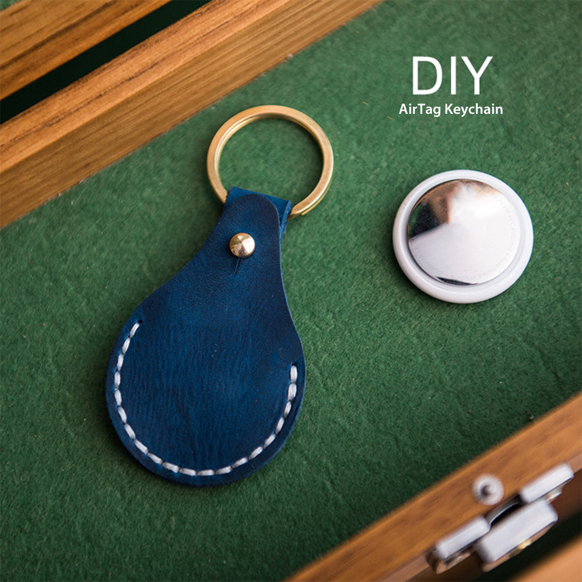 Leather AirTag Keychain DIY Kit  AirTag Accessories - POPSEWING
