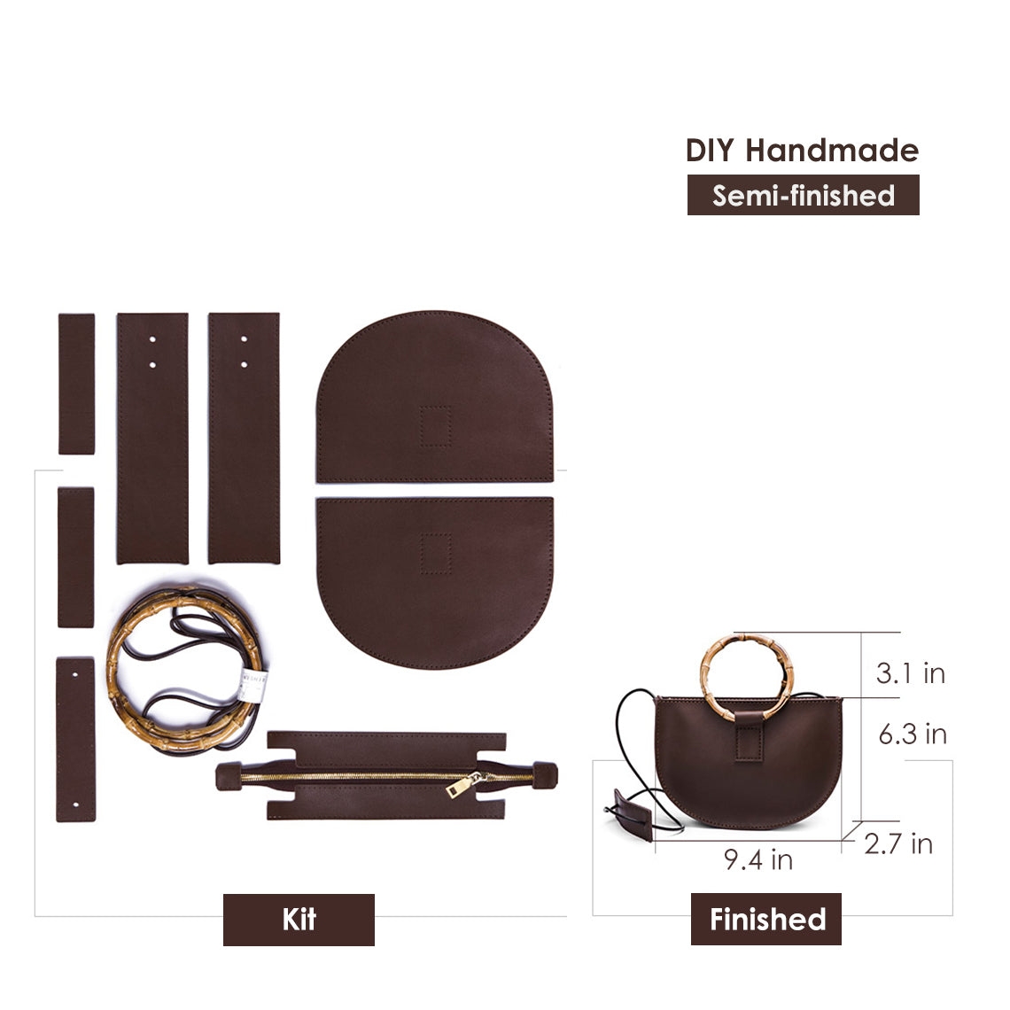 POPSEWING™レザーバンブーハンドルクロスボディバッグDIYキット