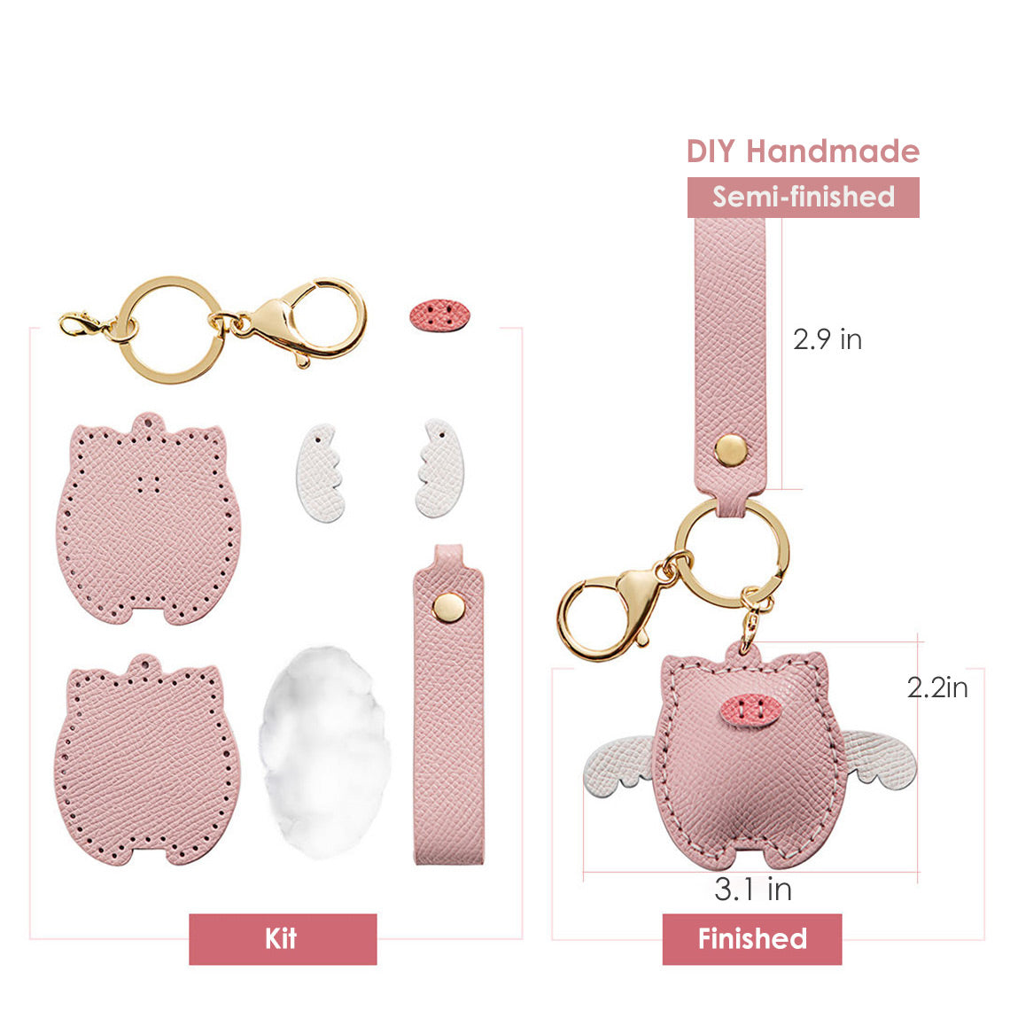 POPSEWING™ Top Grain Leather Flying Pig Keychain DIY Kit DIY Keychain