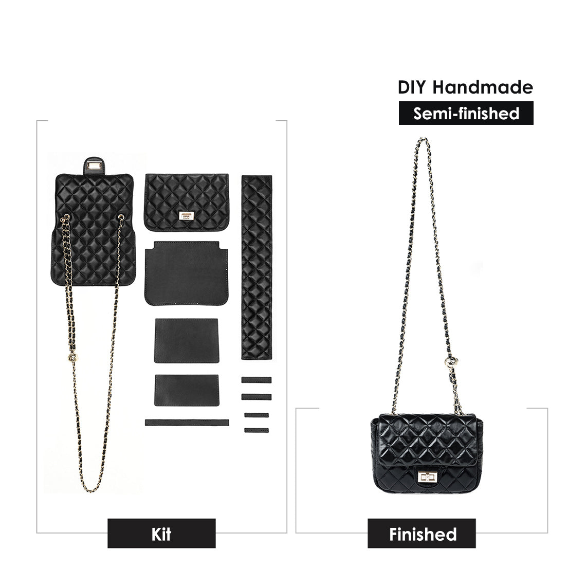 Quilted Leather Chain Bag DIY Kit | Sew Your Own Bag DIY Leather Kits