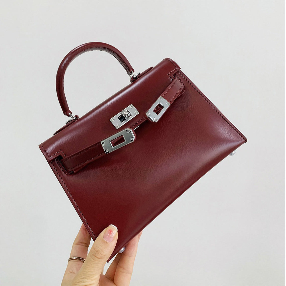 Top Grain Leather Inspired Mini Sellier Kelly Bag