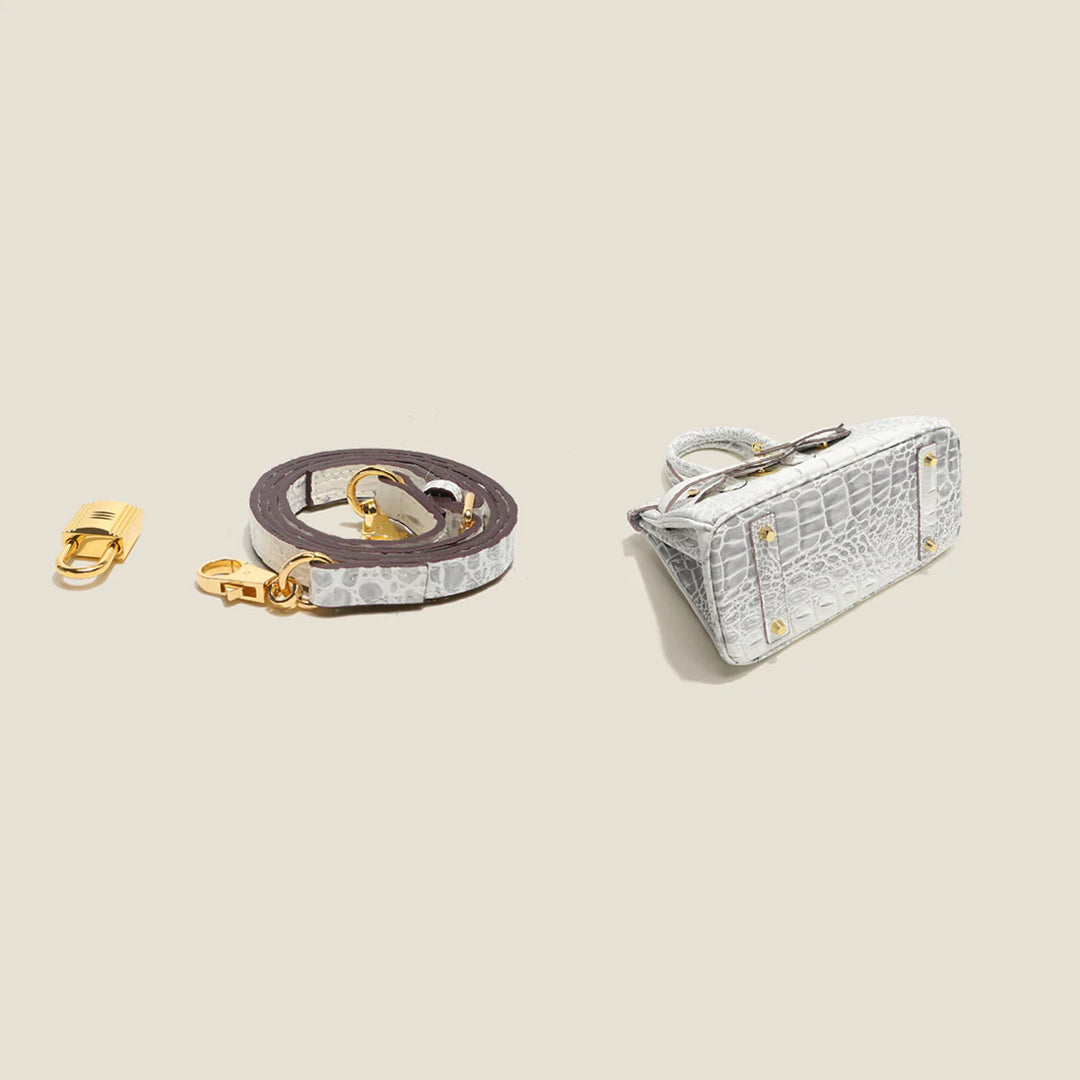 Himalaya White Crocodile Embossed Leather Bag | Luxury Crossbody Bag for Women