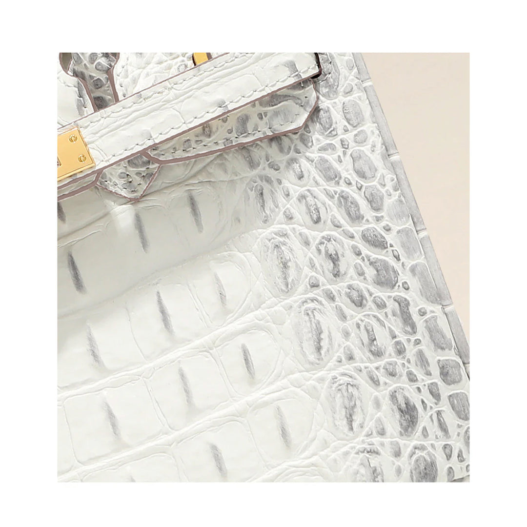 White Crocodile Embossed Leather Bag Handbag for Women