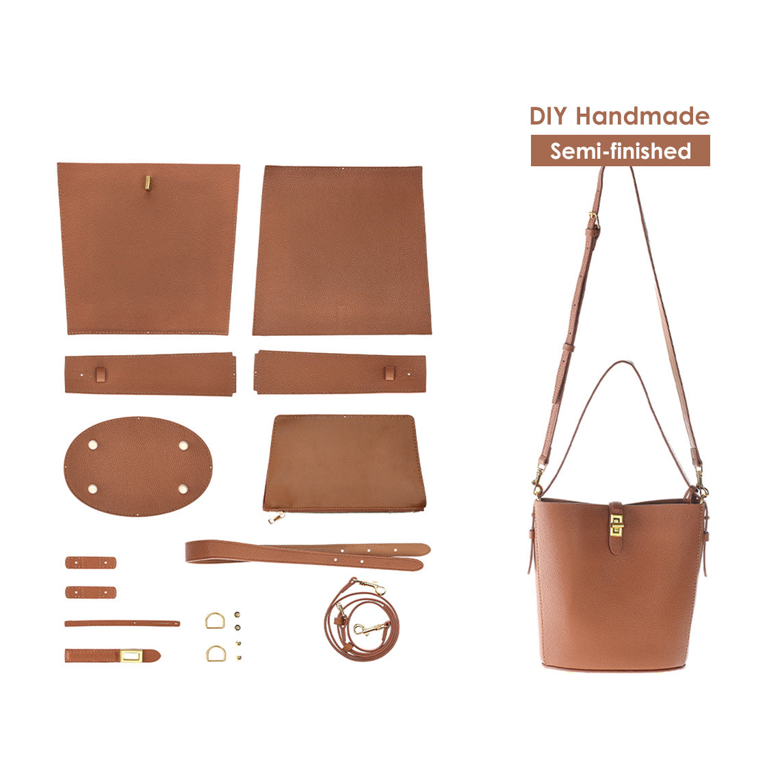 POPSEWING® Kit DIY de sac seau simple à bandoulière en cuir