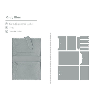 Blue Gray Bearn Card Holder Leather Kits - POPSEWING® DIY Kit Projects