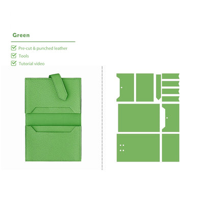 Grass Green Mini Wallet Leather Kits - POPSEWING® DIY Kit Projects