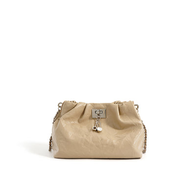 Top Grain Leather Small Lock Chain Bag