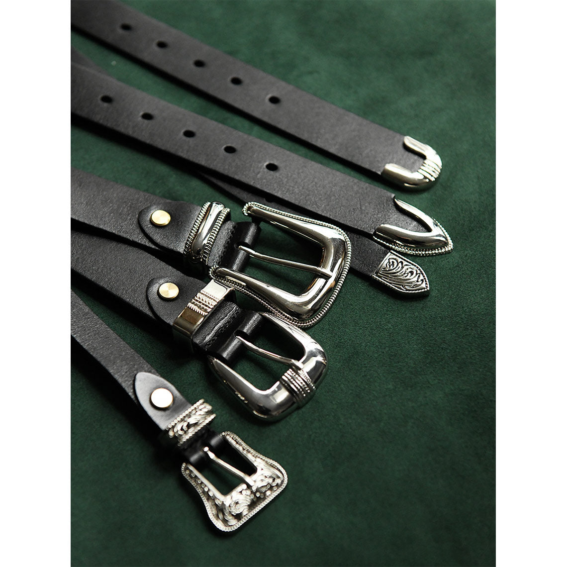 POPSEWING® Full Grain Leather Silver Buckle Belt for Women