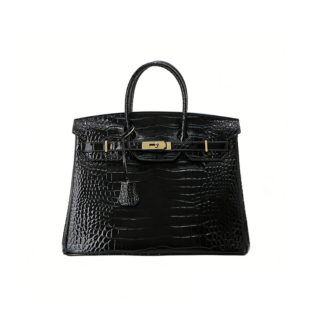 Crocodile Embossed Leather Rouge Birk Handbag