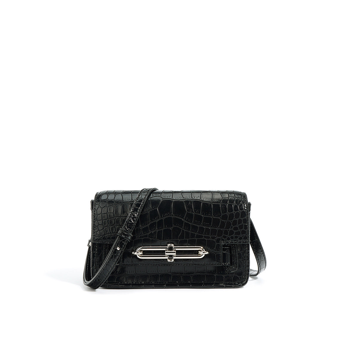 Crocodile Embossed Leather Small Crossbody Bag