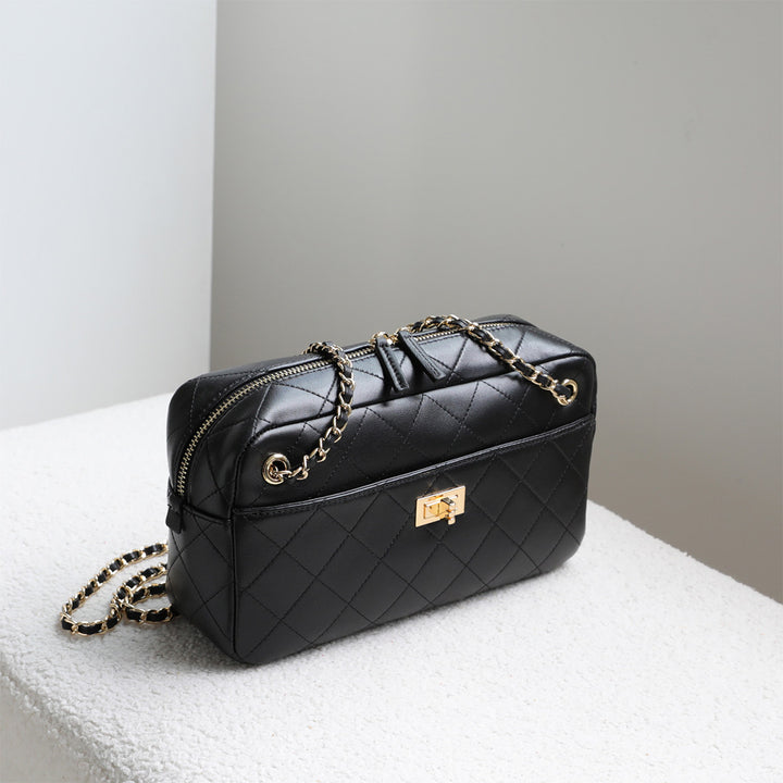 Suede Quilted Camera Bag