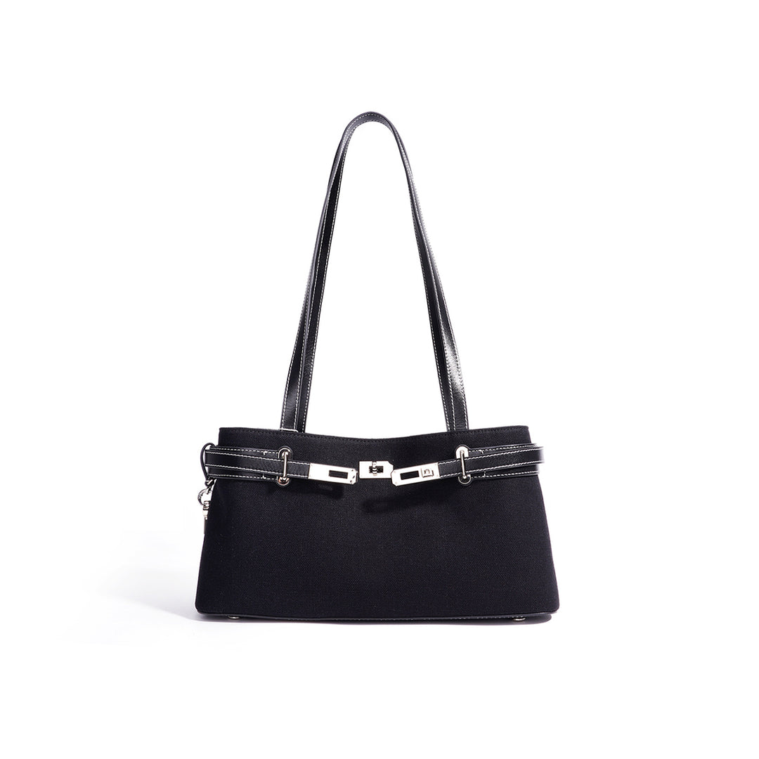 Vegetable Tanned Leather Linen Shoulder Bag