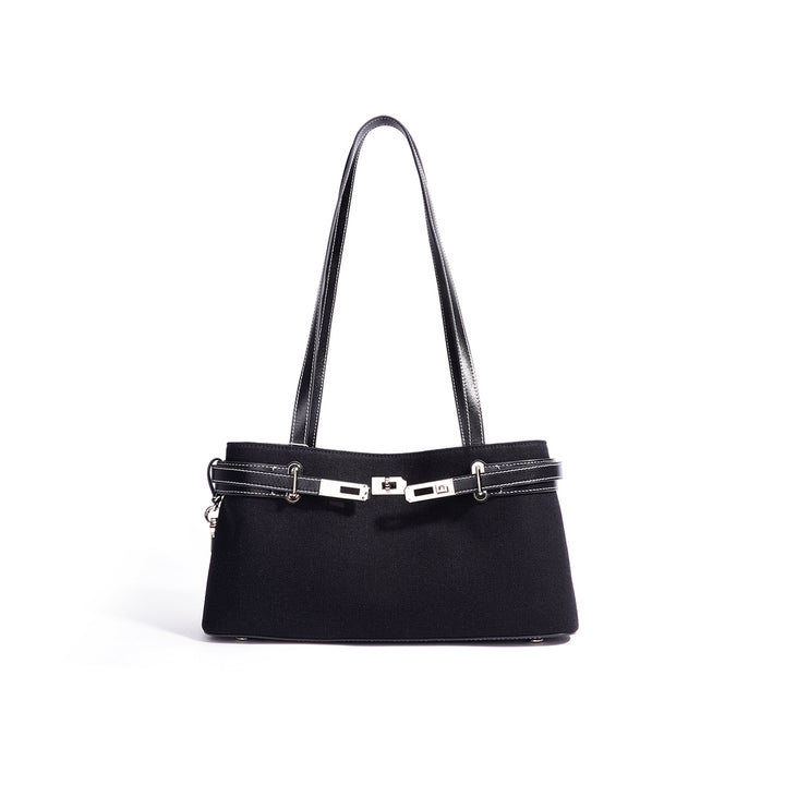 Vegetable Tanned Leather Linen Shoulder Bag