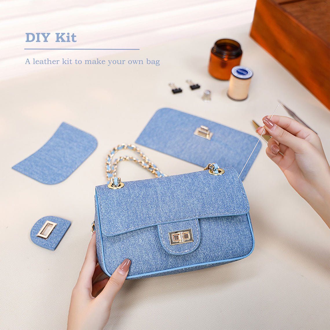 POPSEWING® レザー デニム スモールチェーンバッグ DIYキット