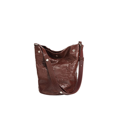 Top Grain Leather Fold Bucket Bag