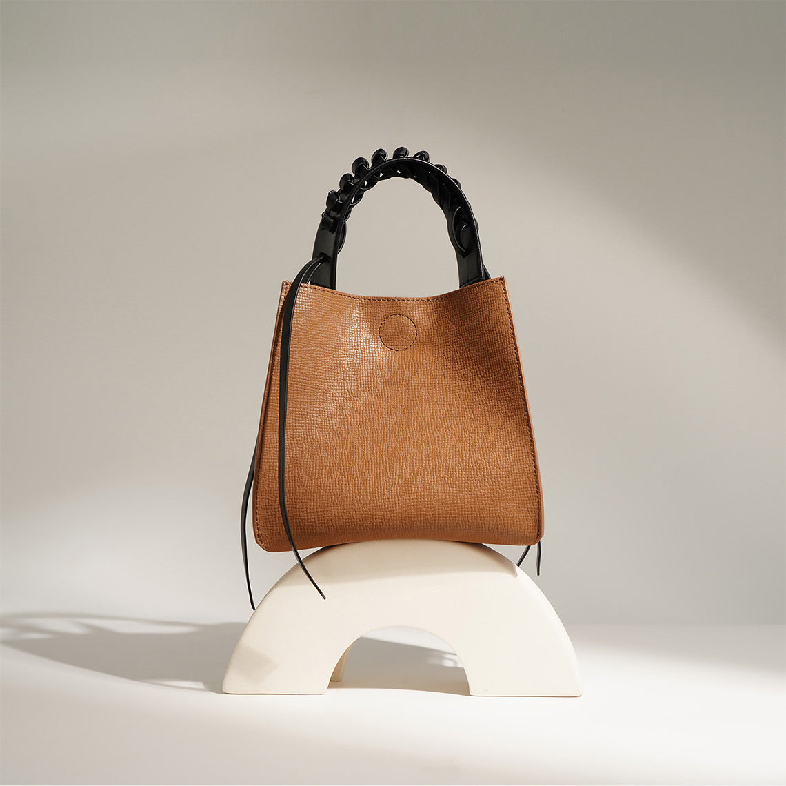Leather Woven Handle Bag