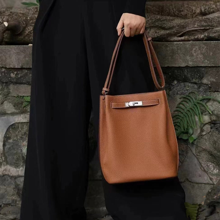Top Grain Leather Inspired Kelly Bucket Bag