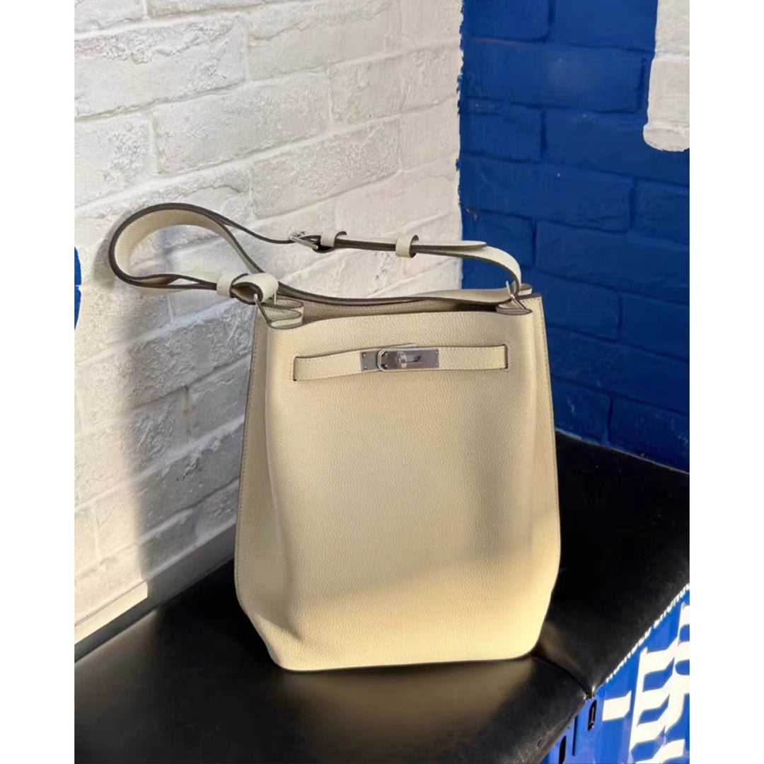 Top Grain Leather Inspired Kelly Bucket Bag