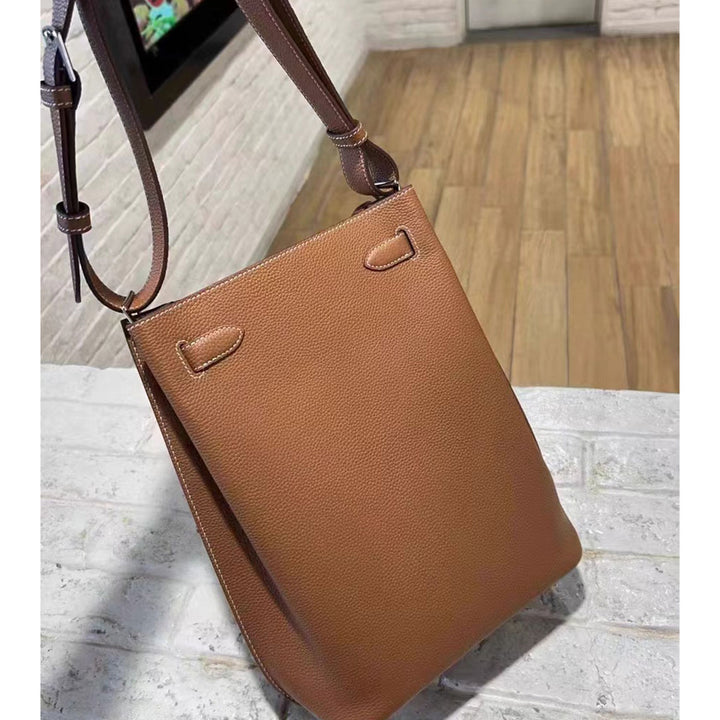 Top Grain Leather Inspired Kelly Bucket Bag