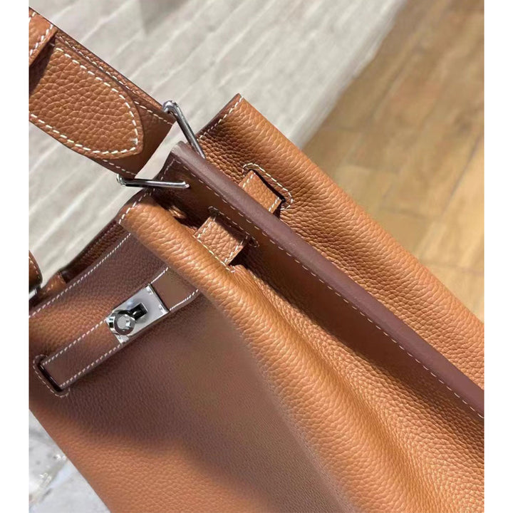 Top Grain Leather Inspired Kelly Bucket Bag