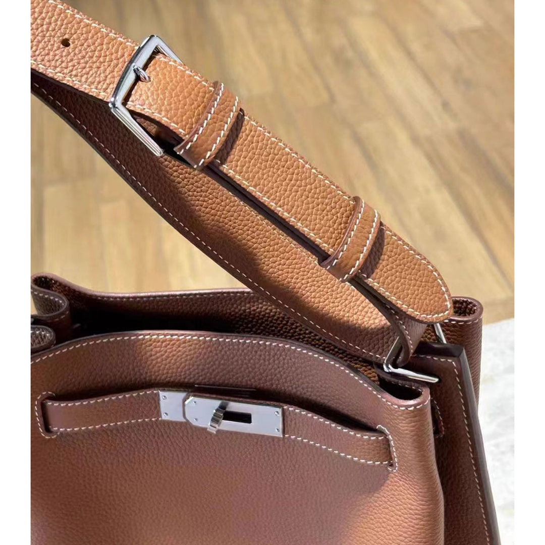 Top Grain Leather Inspired Kelly Bucket Bag