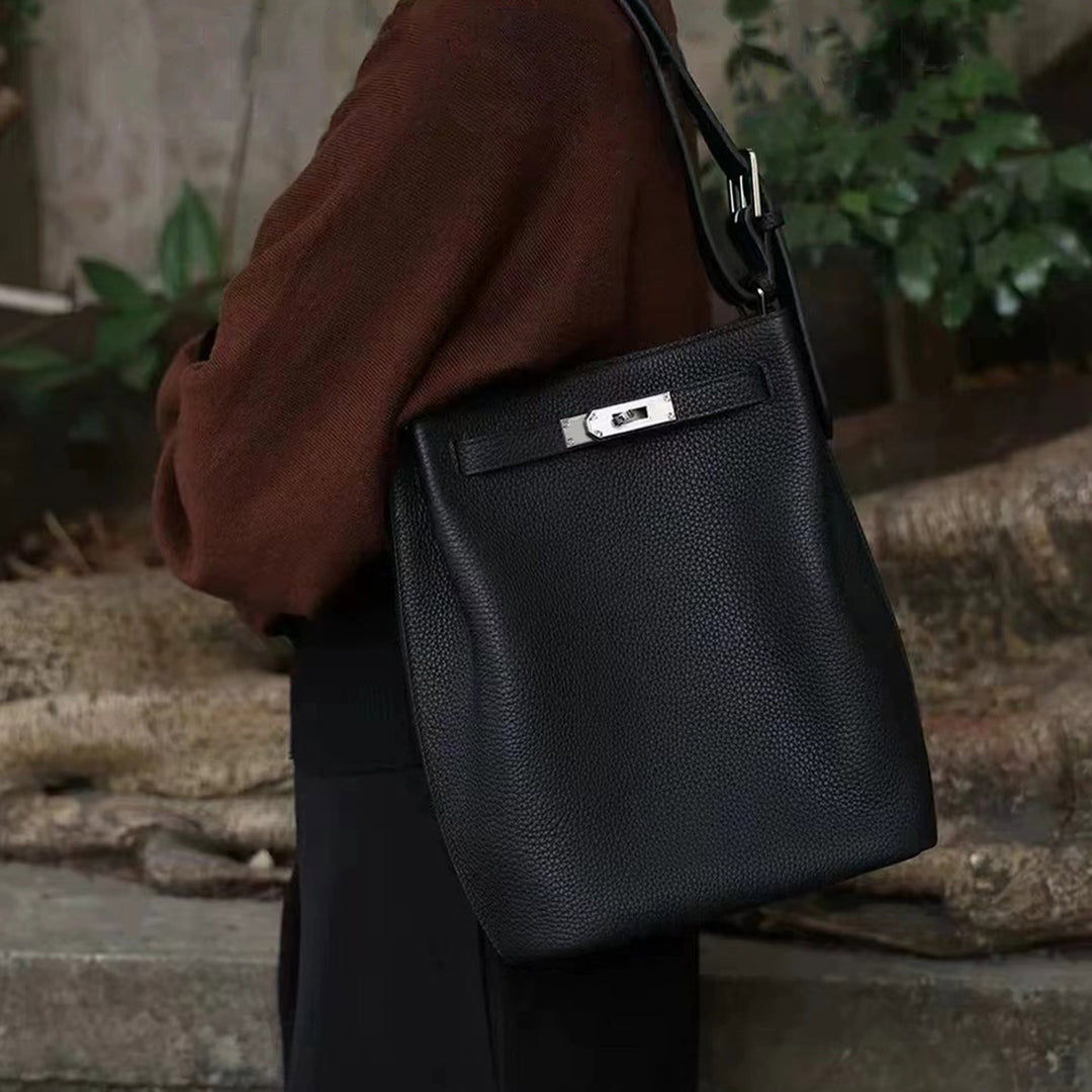 Top Grain Leather Inspired Kelly Bucket Bag