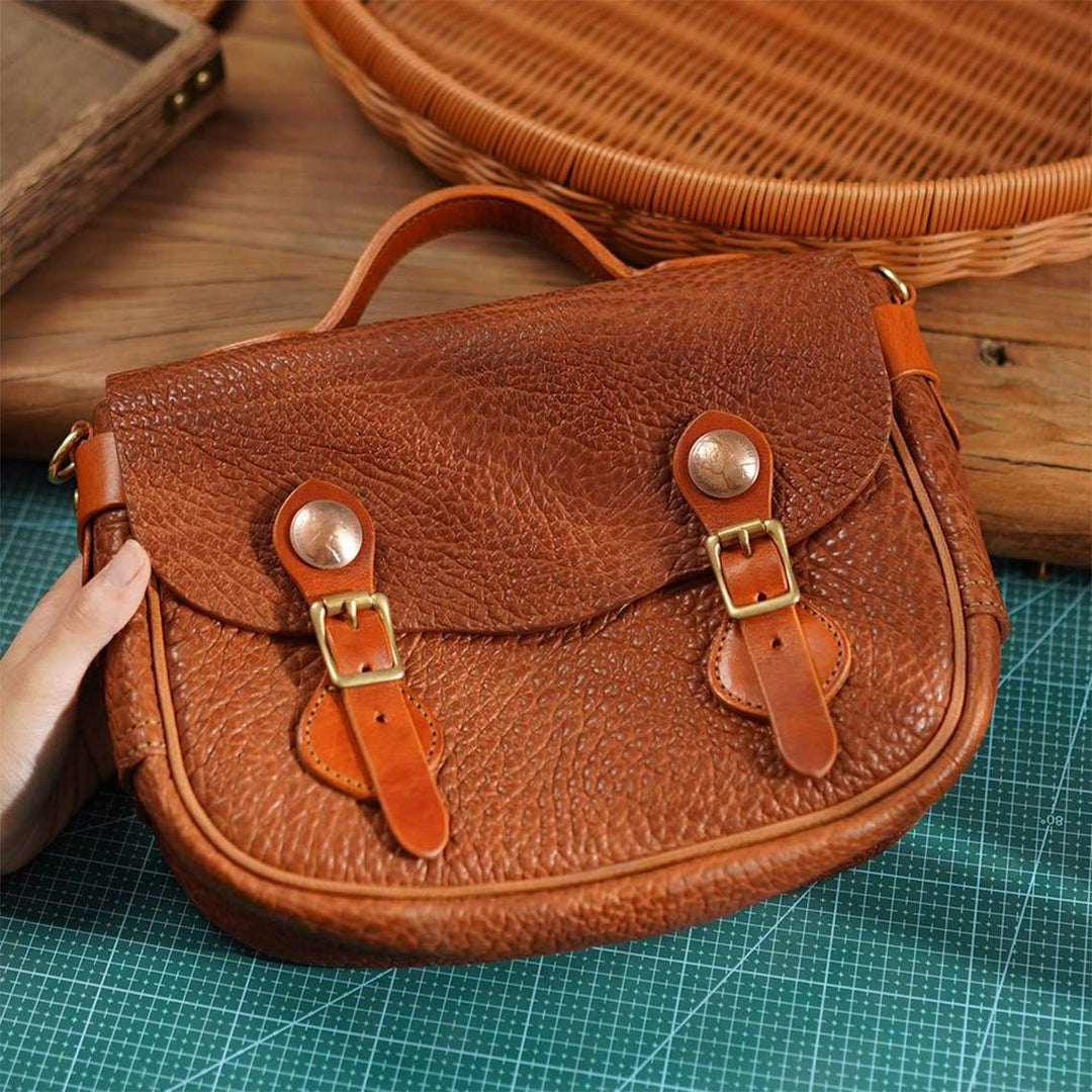 English Brown Leather Message Bag Leather Sewing Kit | Homemade Project for Beginners - POPSEWING®