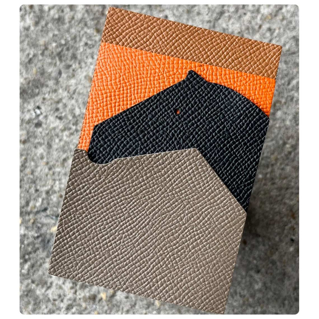 Black Leather Horse Card Holder | DIY Handmade Card Wallet for Women