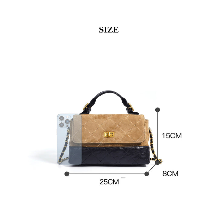 Bi-color leather crossbody bag size
