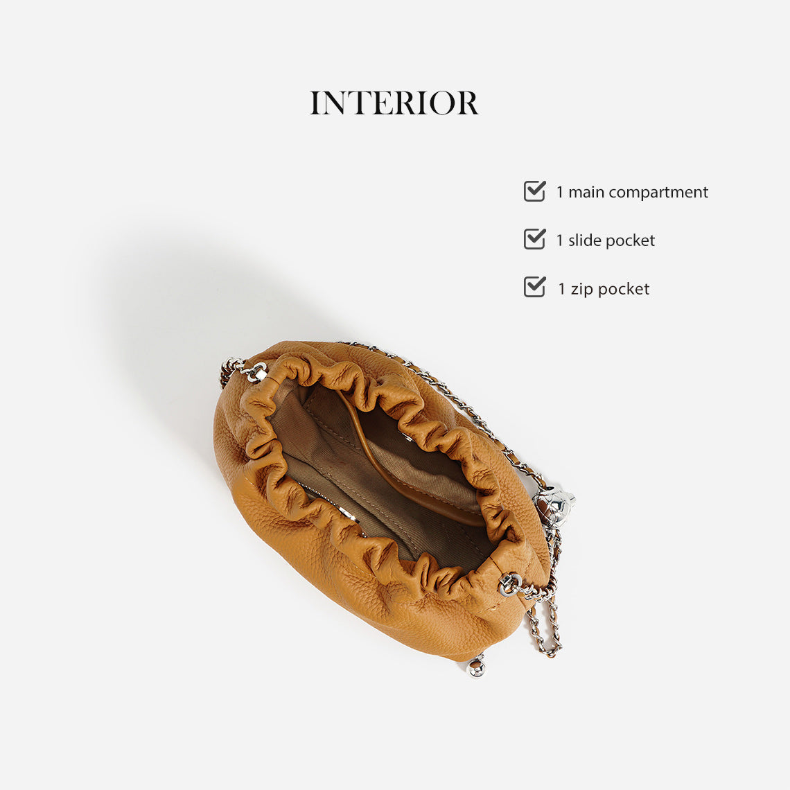 Top Grain Leather Small Cloud Chain Bag