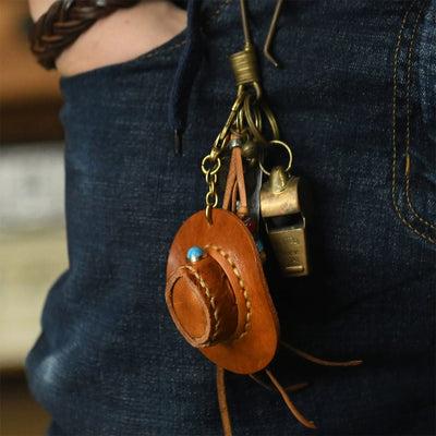 Handmade Mini Hat Leather Keychain for Men - POPSEWING®