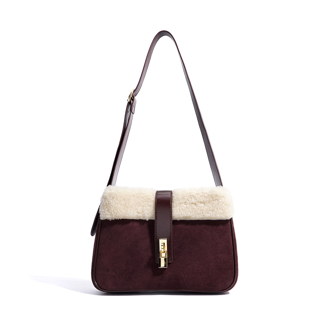 Leather Fluffy Crossbody Bag for Women